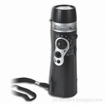 Dynamo Torch with Siren Alarm Function, 3 LEDs, Mobile Charge and AM/FM Radio